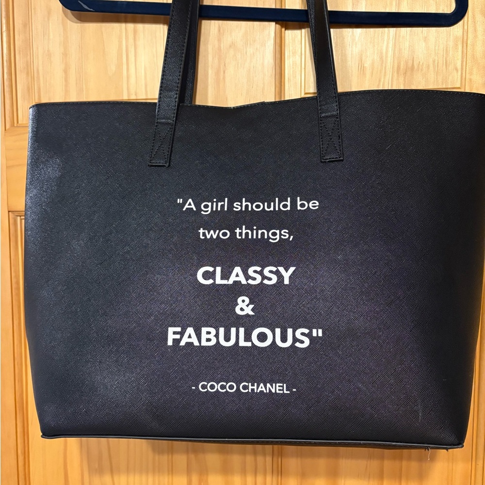 Black Tote Bag with Quote